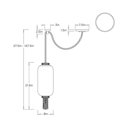 Leandra Pendant Light - line drawing.
