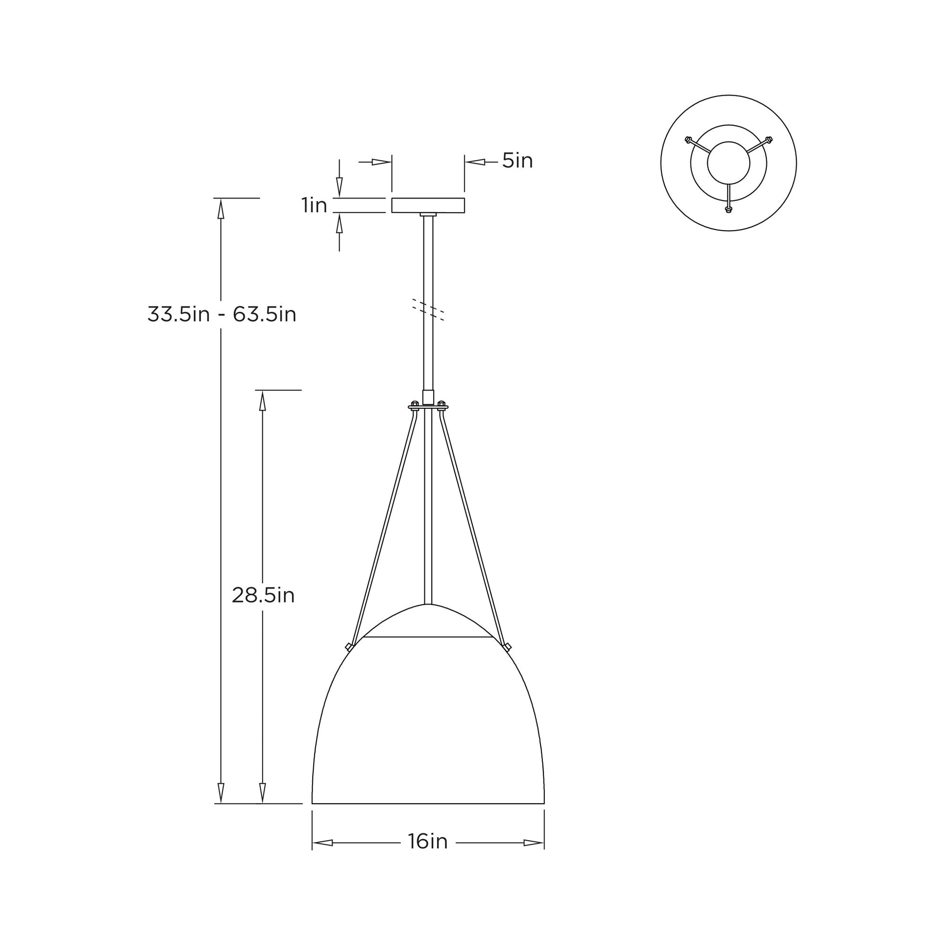 Leda Pendant Light - line drawing.