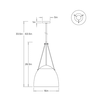 Leda Pendant Light - line drawing.
