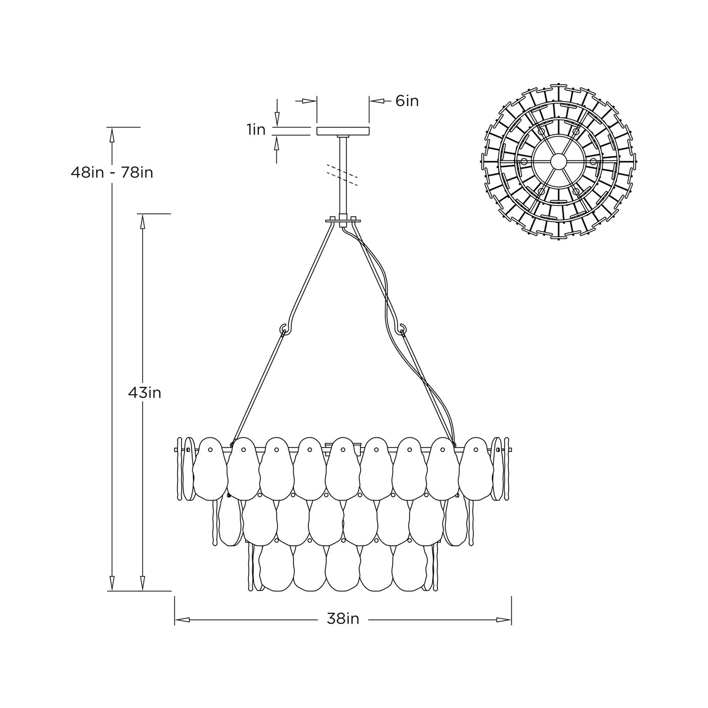 Leon Chandelier - line drawing.