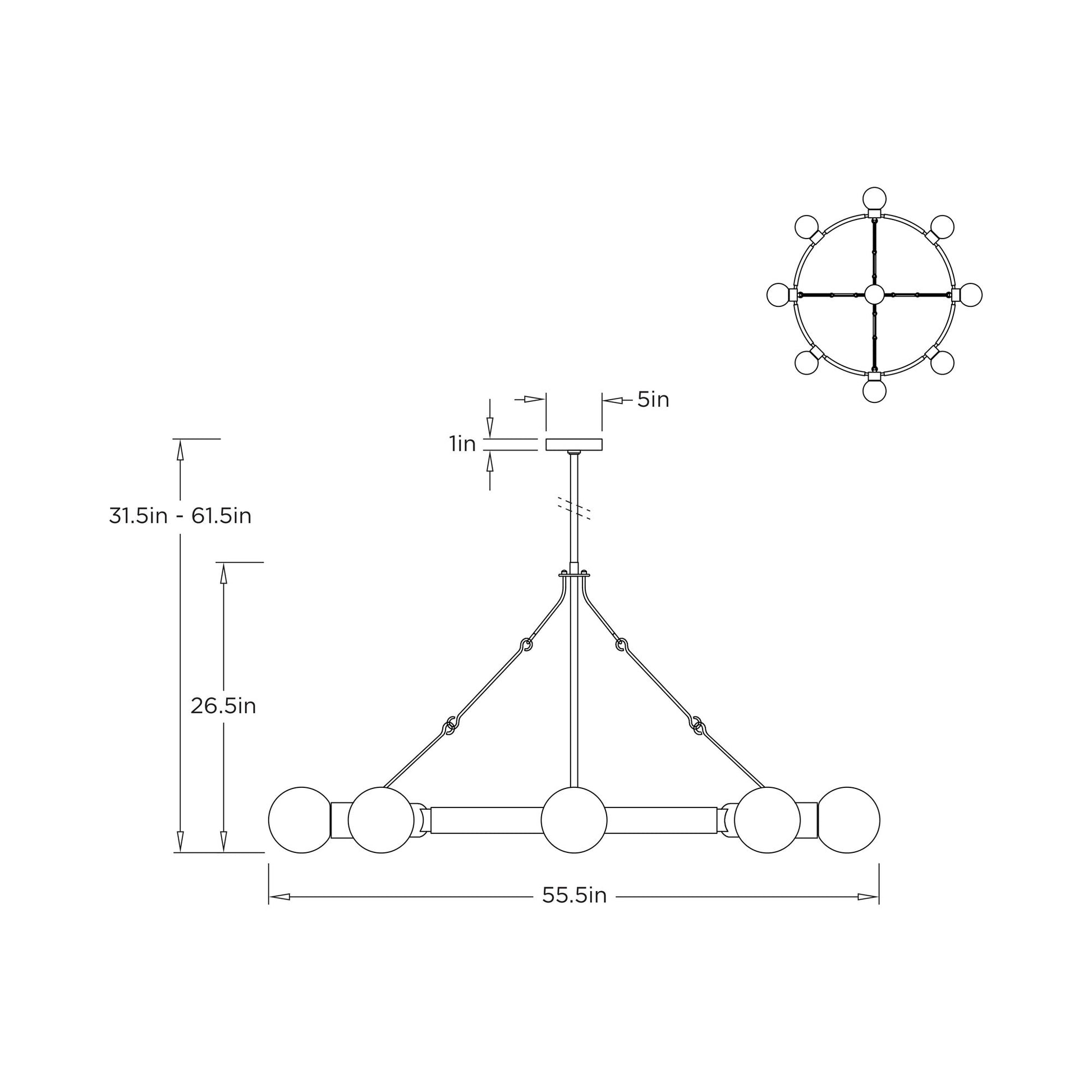 Liberty Chandelier - line drawing.