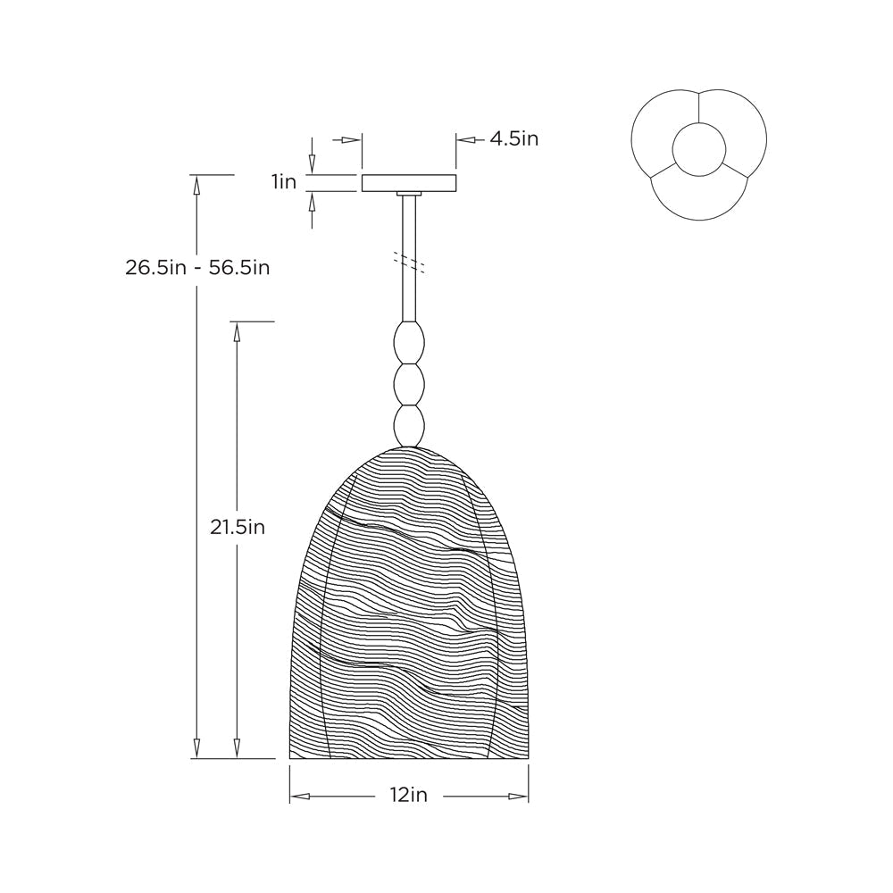 Lyla Pendant Light - line drawing.