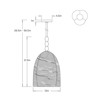 Lyla Pendant Light - line drawing.