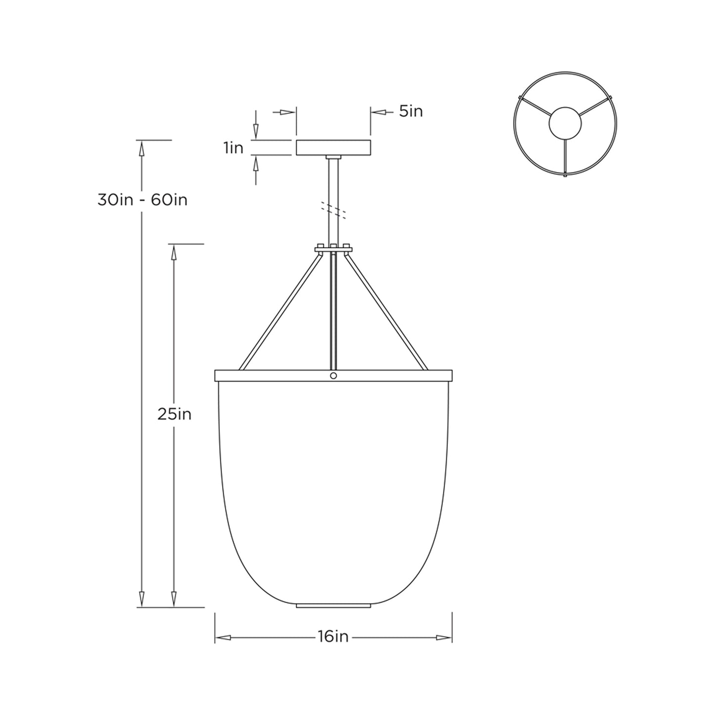 Lysandra Pendant Light - line drawing.