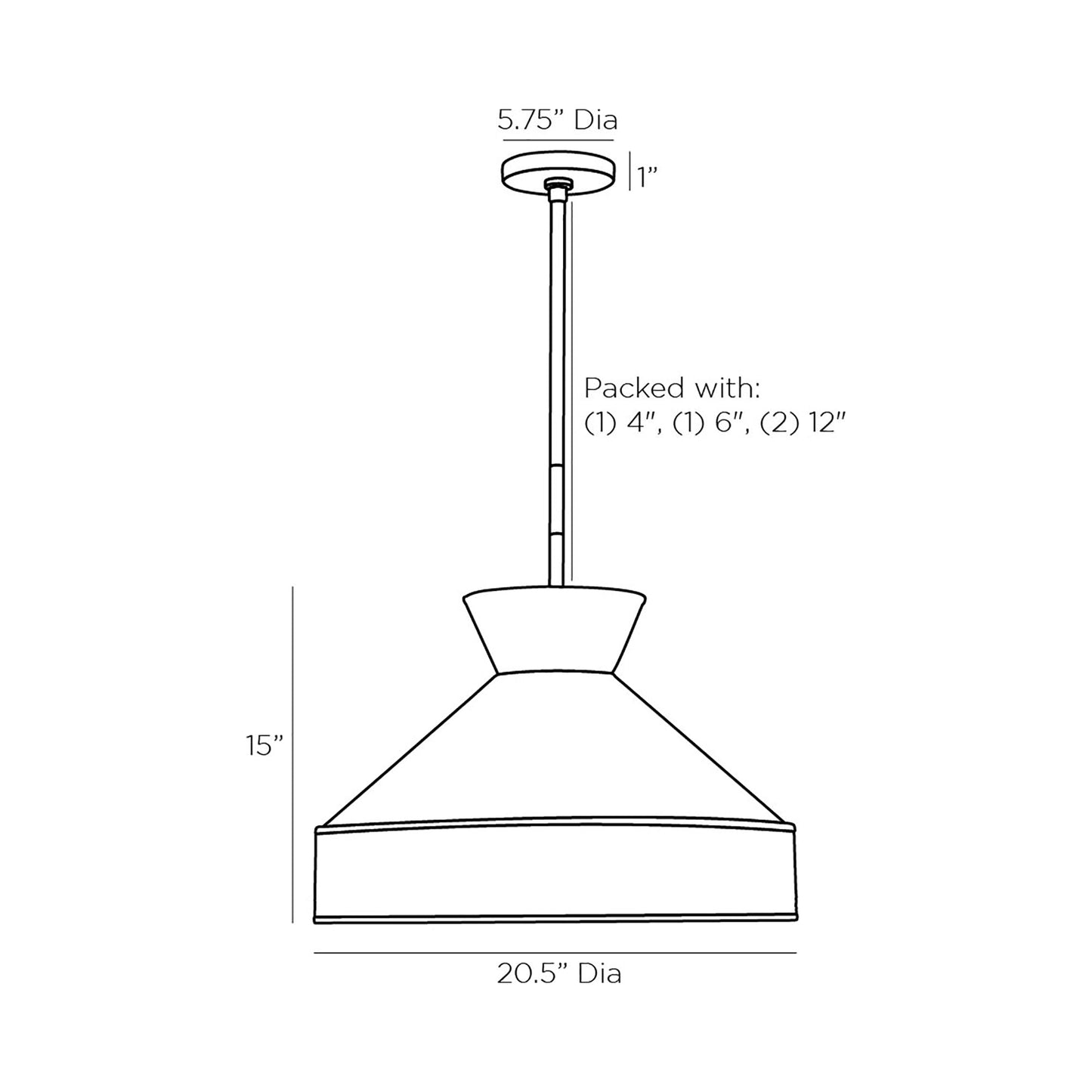 Malena Pendant Light - line drawing.