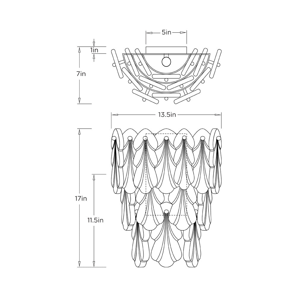 Malia Wall Light - line drawing.