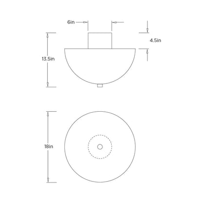 Malta Semi Flush Mount Ceiling Light - line drawing.