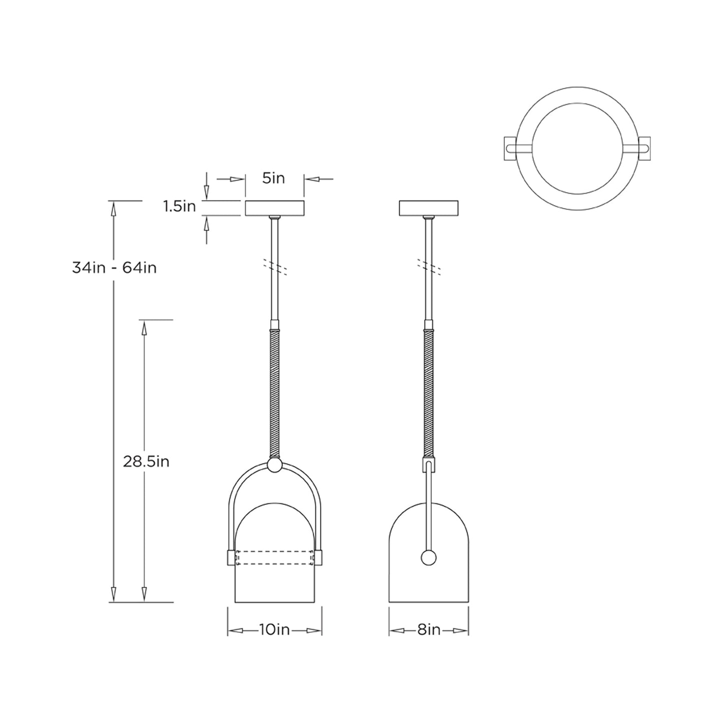 Marco LED Pendant Light - line drawing.
