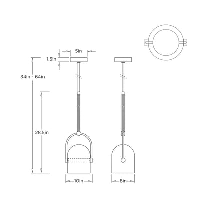 Marco LED Pendant Light - line drawing.