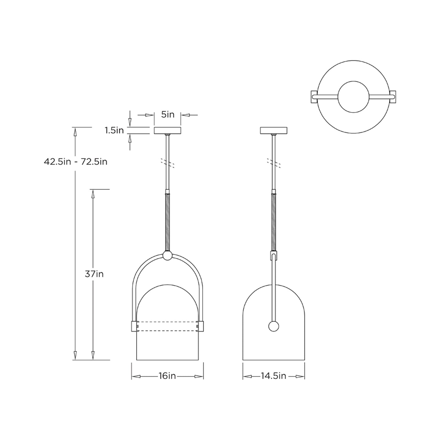 Marco LED Pendant Light - line drawing.