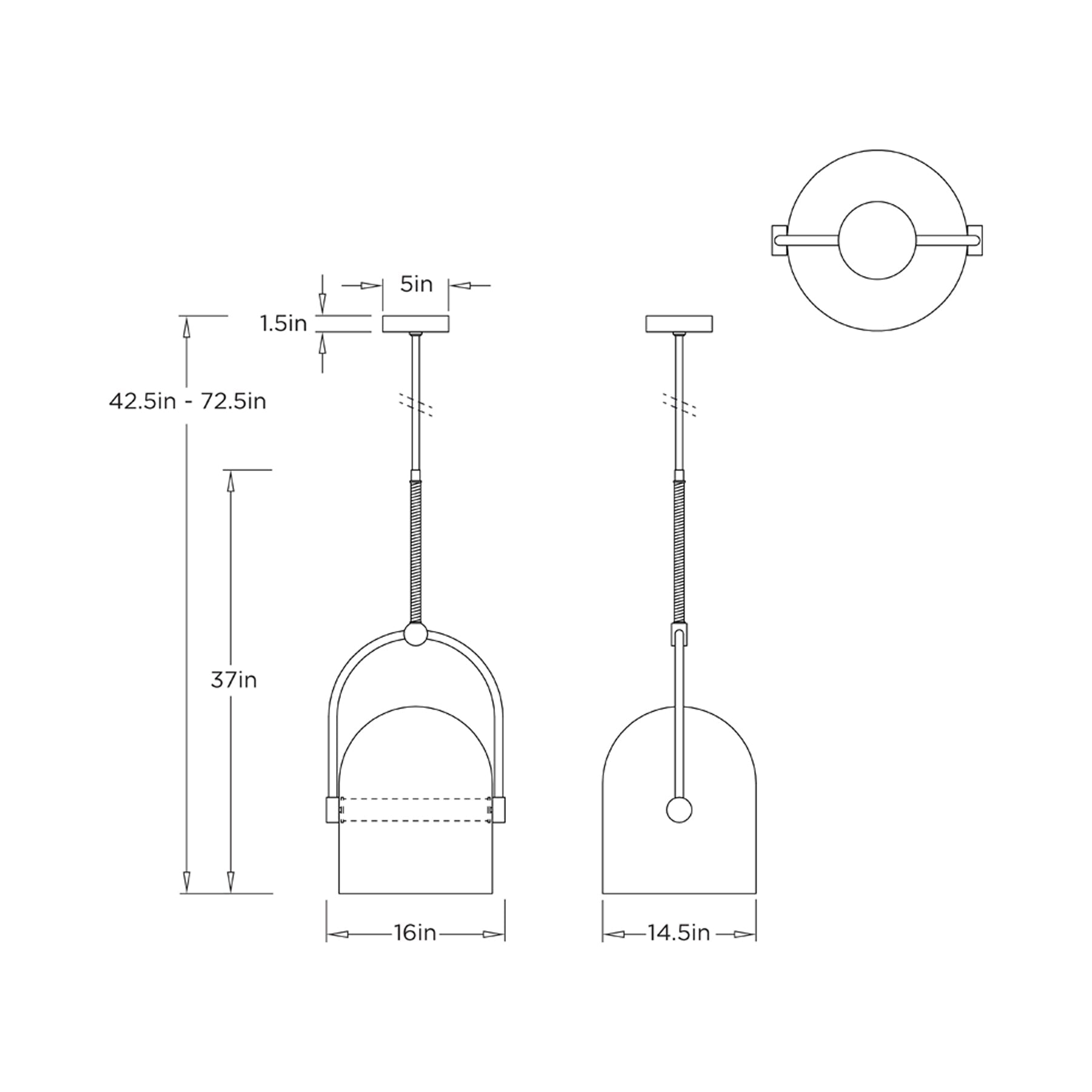 Marco LED Pendant Light - line drawing.