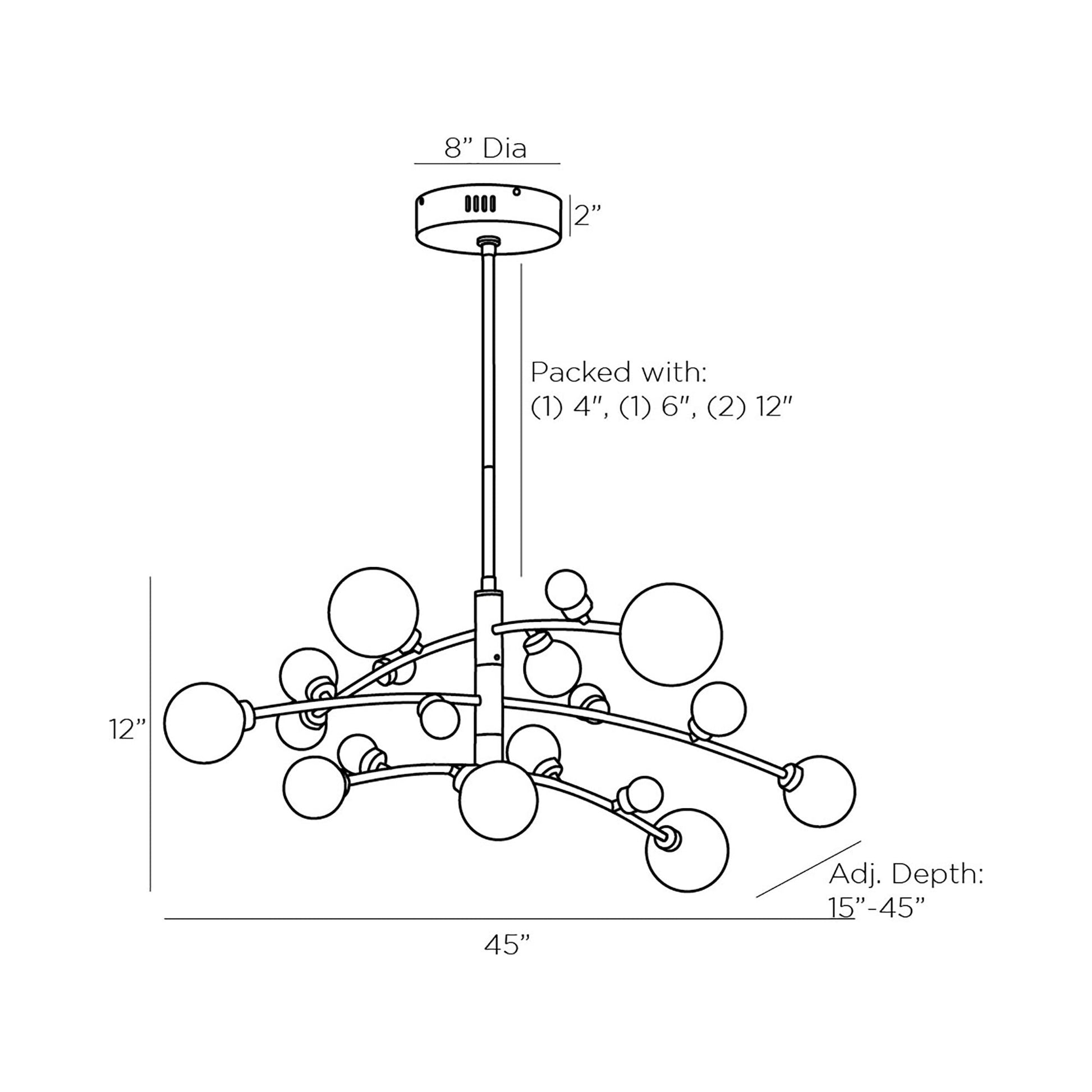 Maser LED Chandelier - line drawing.