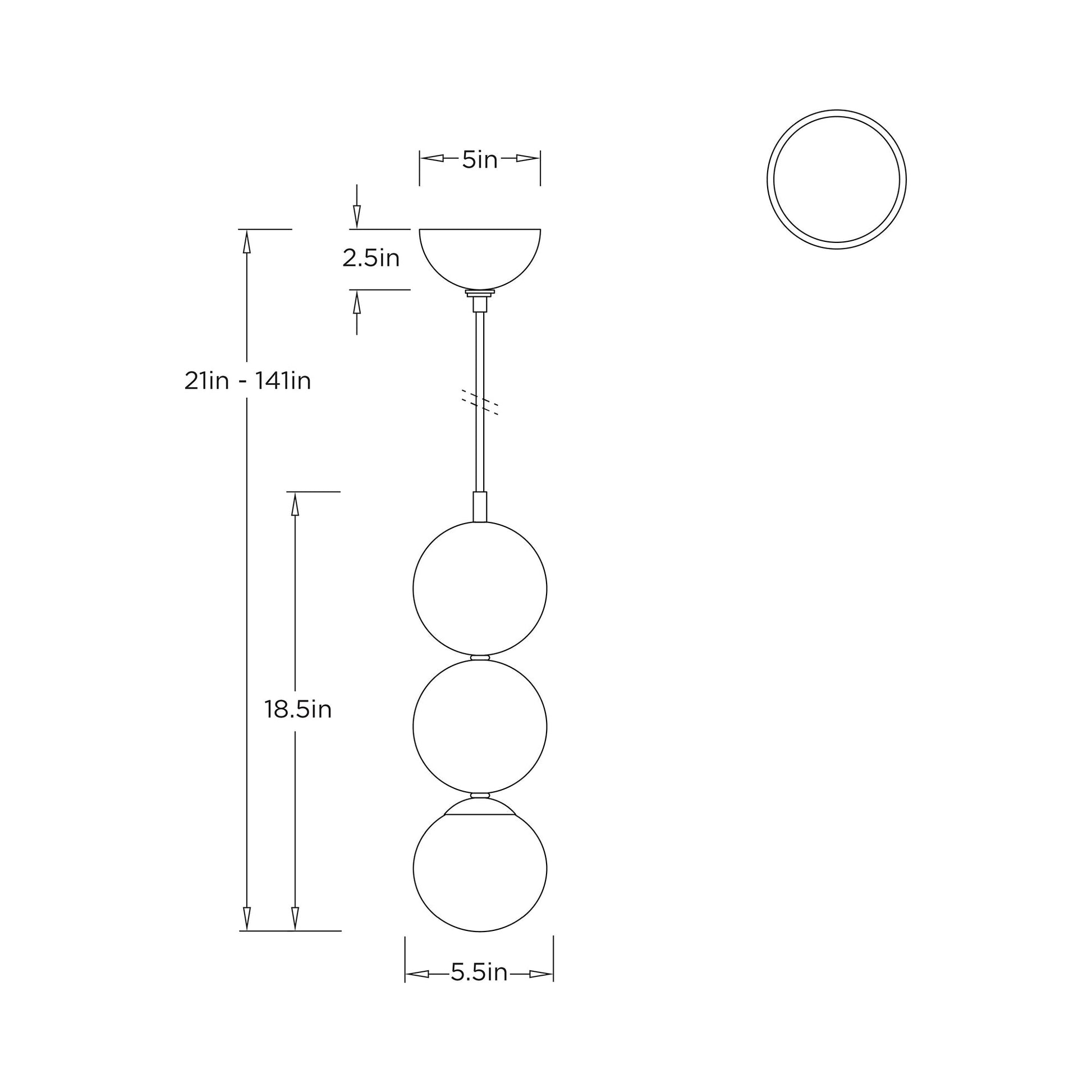 Melody Pendant Light - line drawing.
