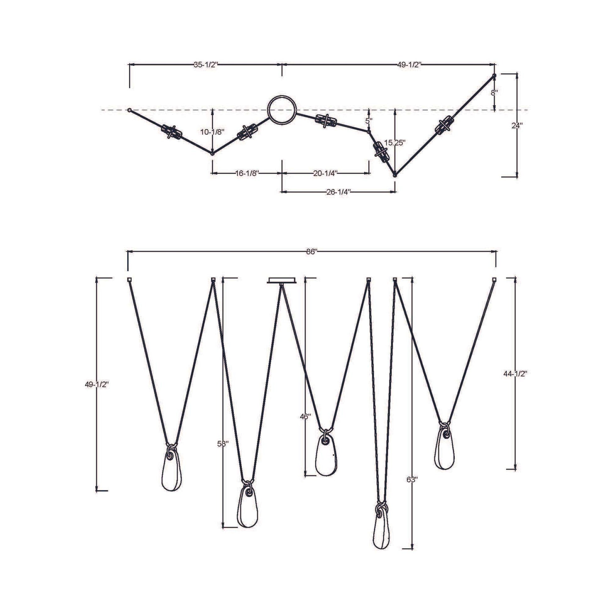 Melt LED Chandelier - line drawing.