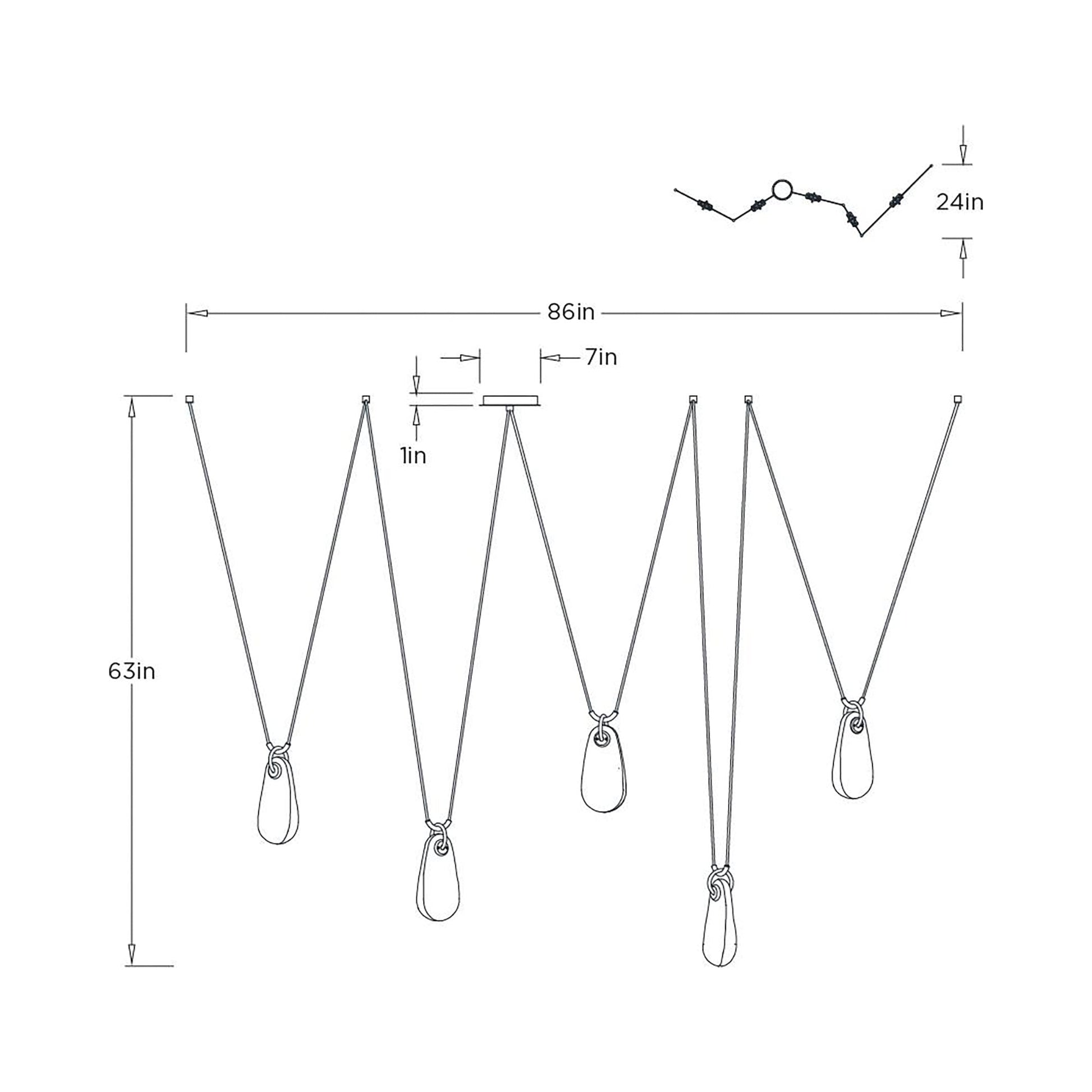 Melt LED Chandelier - line drawing.