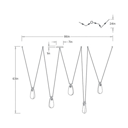 Melt LED Chandelier - line drawing.