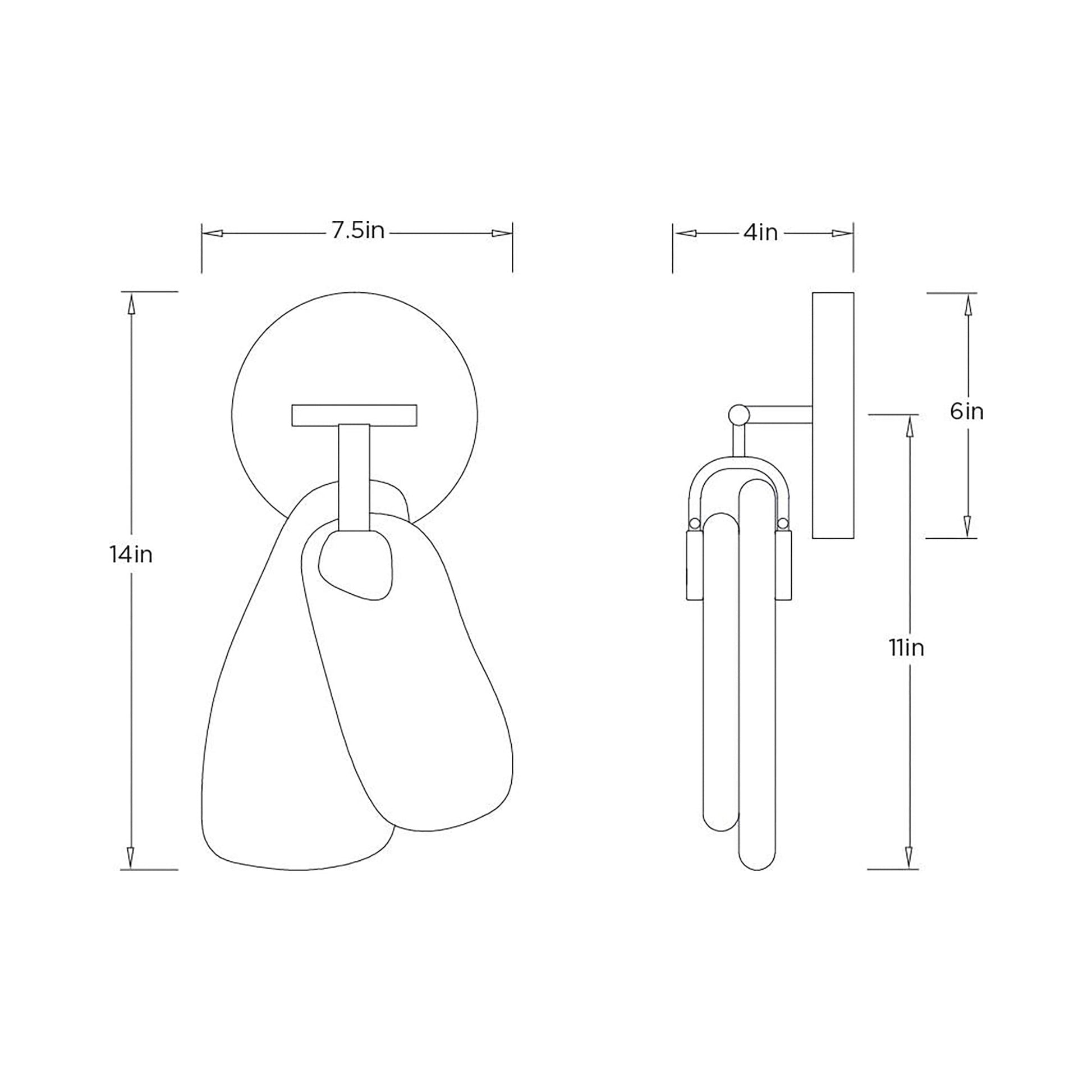 Melt LED Wall Light - line drawing.