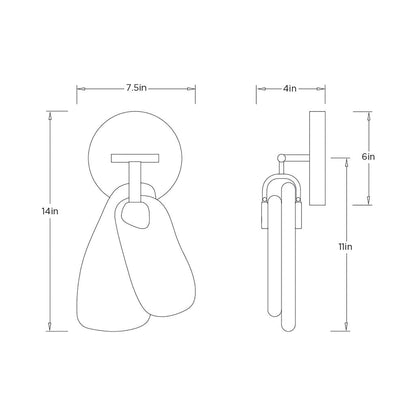 Melt LED Wall Light - line drawing.