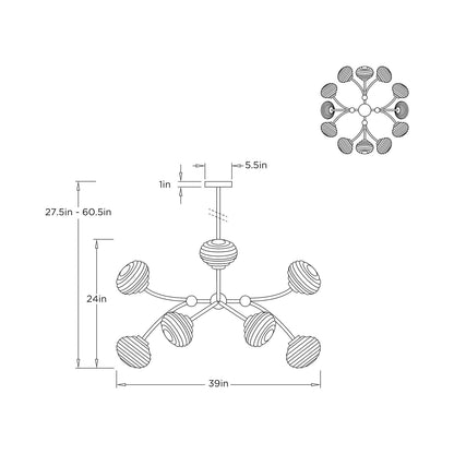 Merrick Chandelier - line drawing.