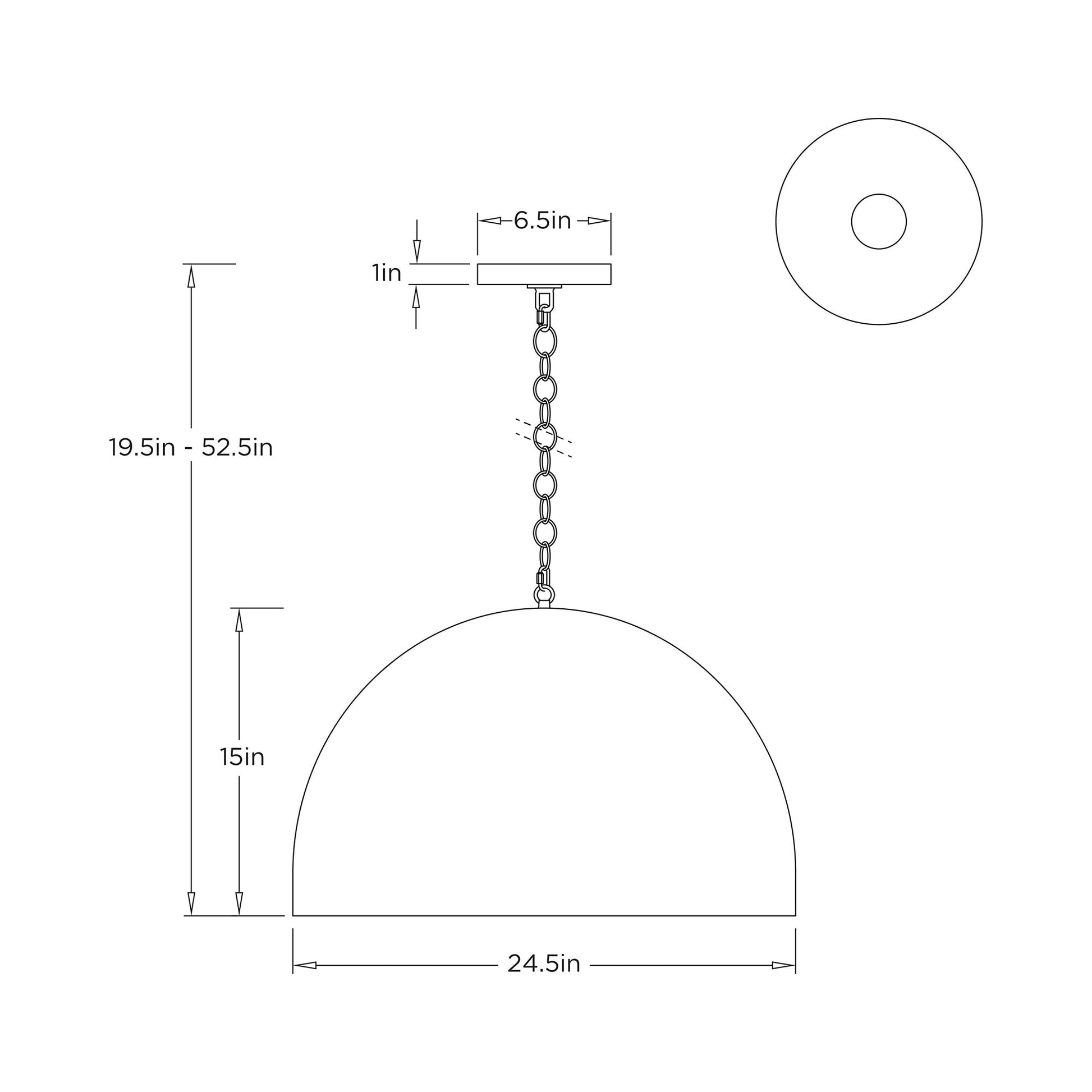 Micah Pendant Light - line drawing.