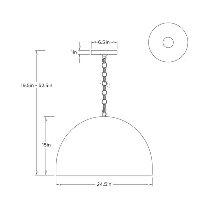 Micah Pendant Light - line drawing.