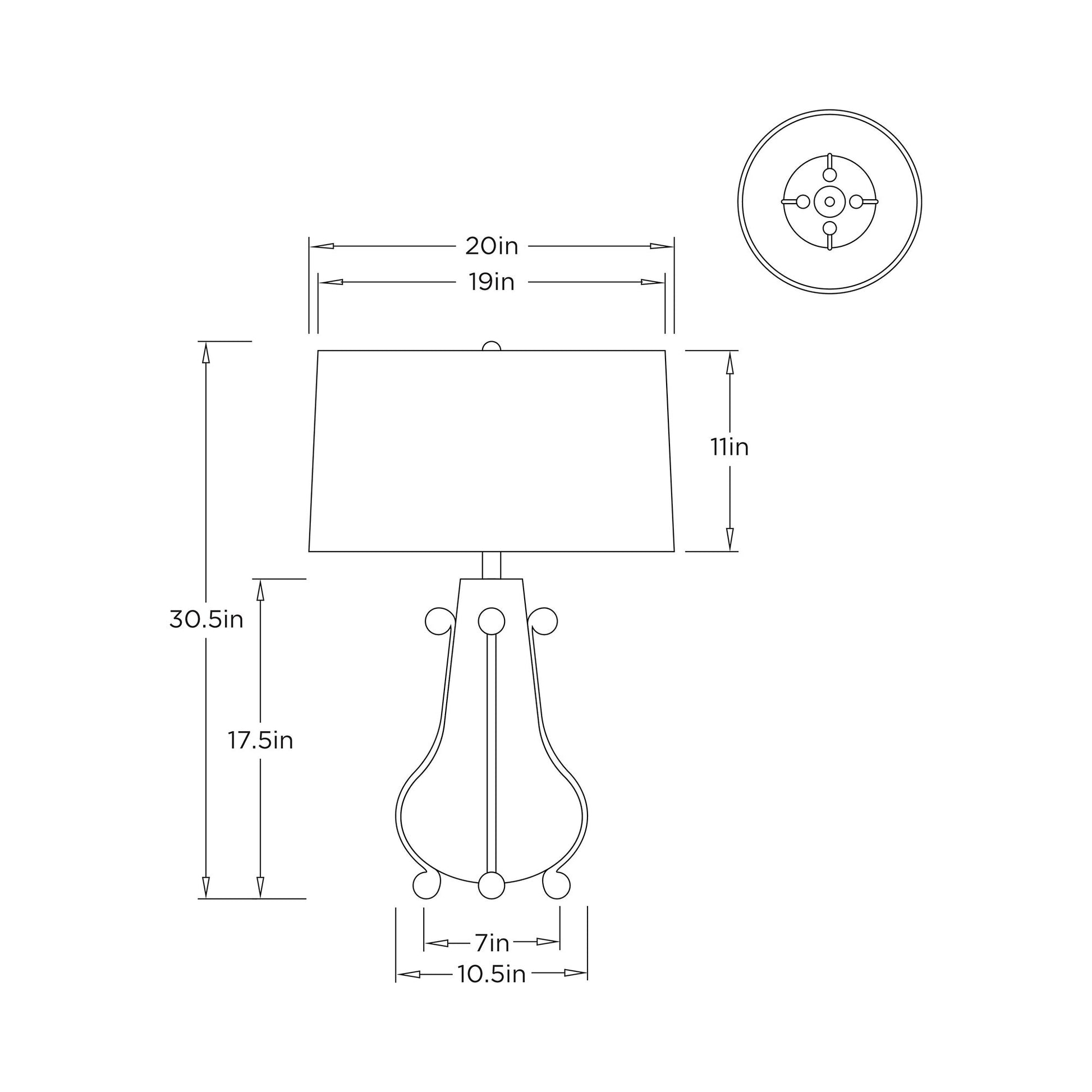 Miriam Table Lamp - line drawing.