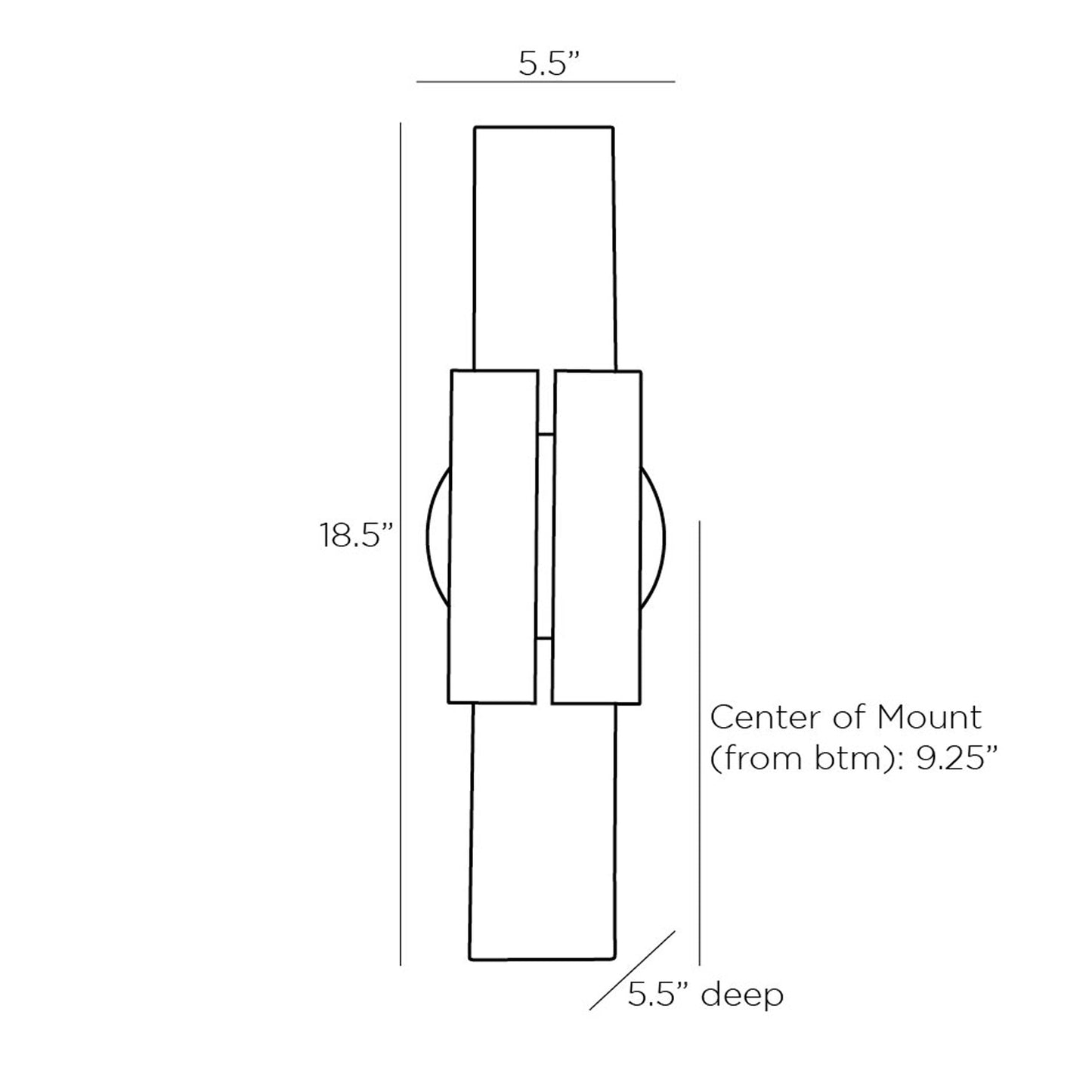 Monroe LED Wall Light - line drawing.