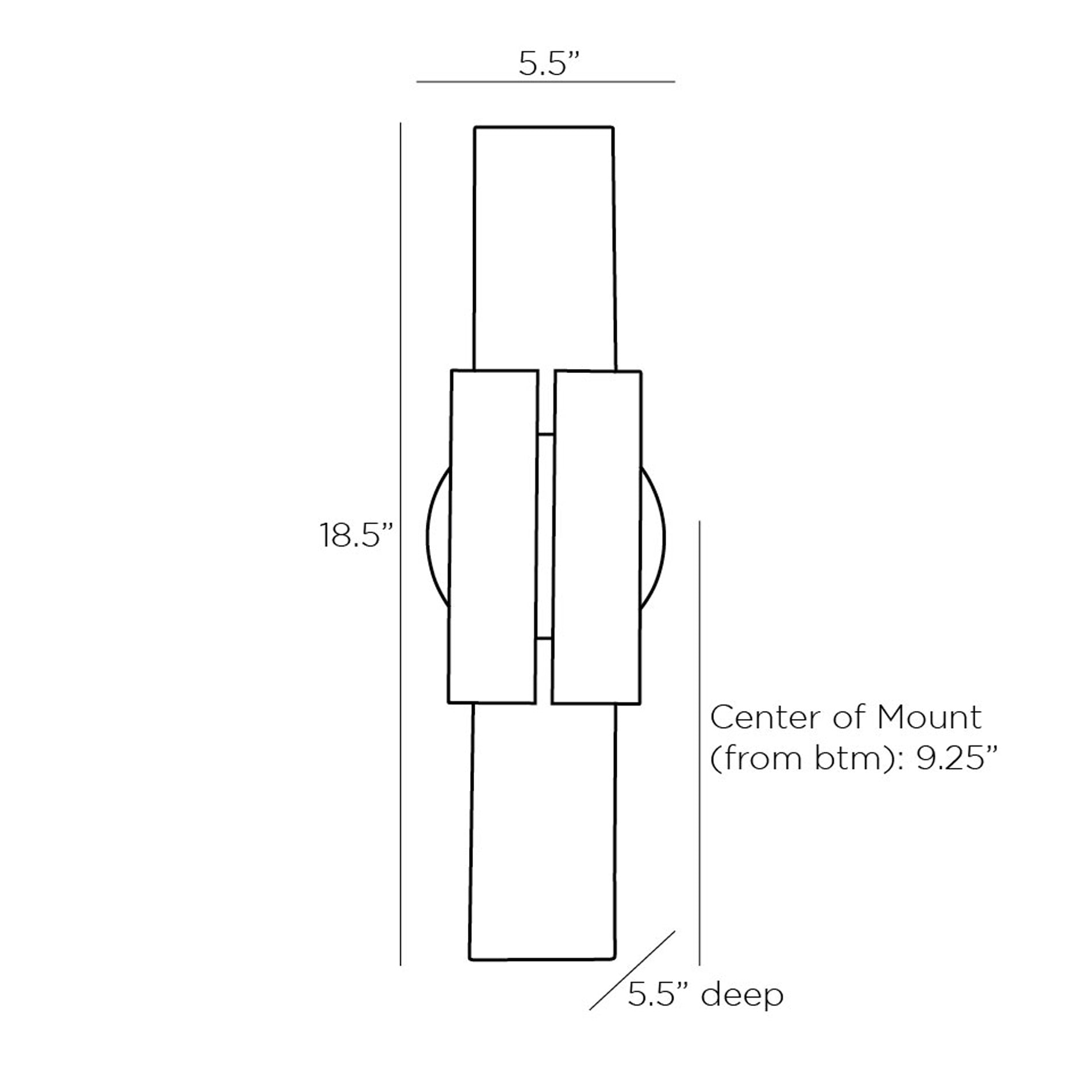 Monroe LED Wall Light - line drawing.