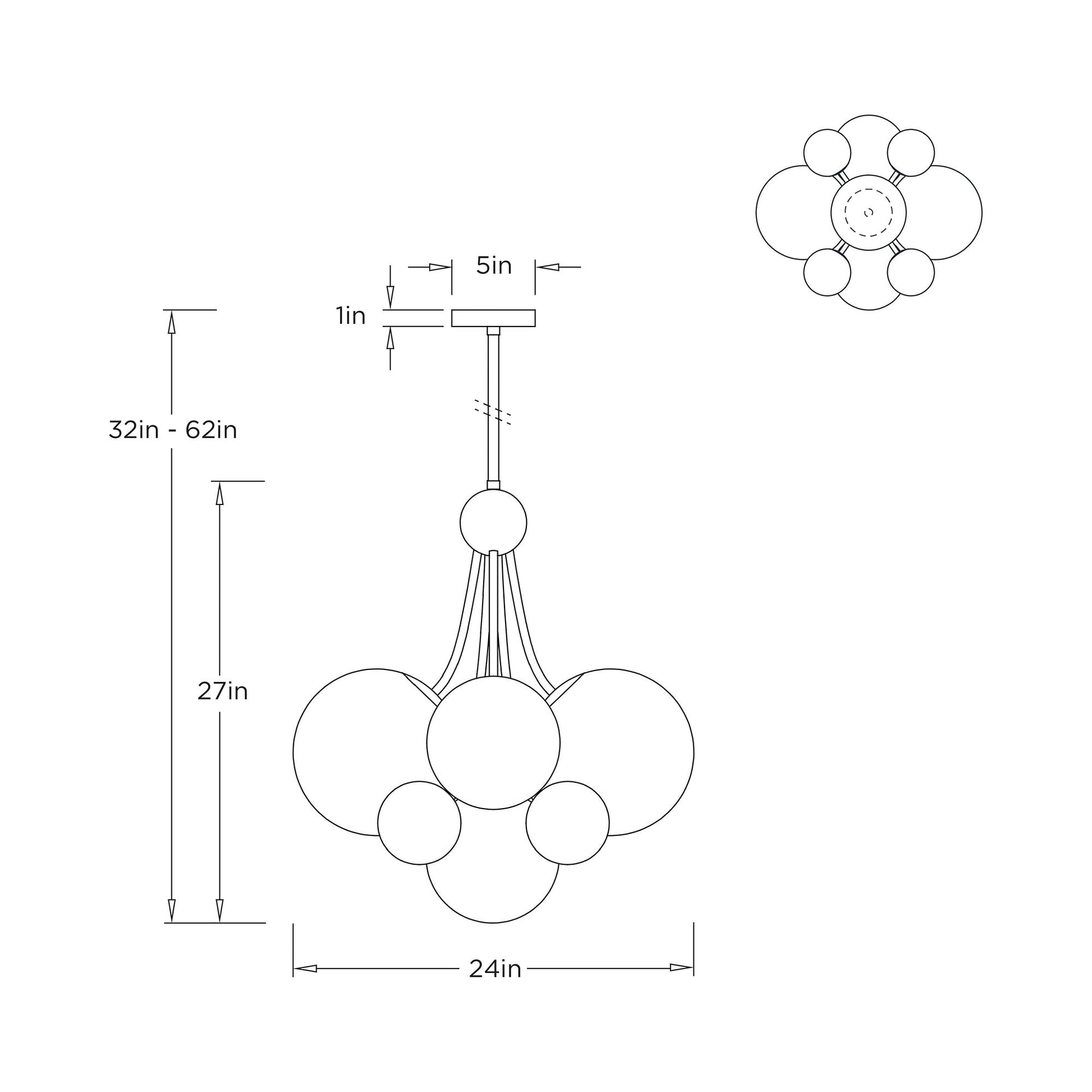 Montrose Chandelier - line drawing.