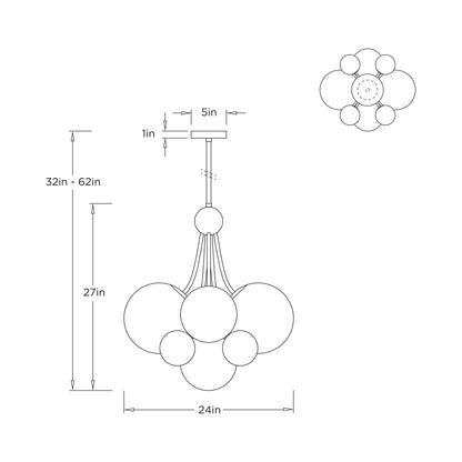 Montrose Chandelier - line drawing.