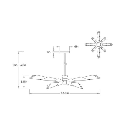 Morgan Semi Flush Mount Ceiling Light - line drawing.
