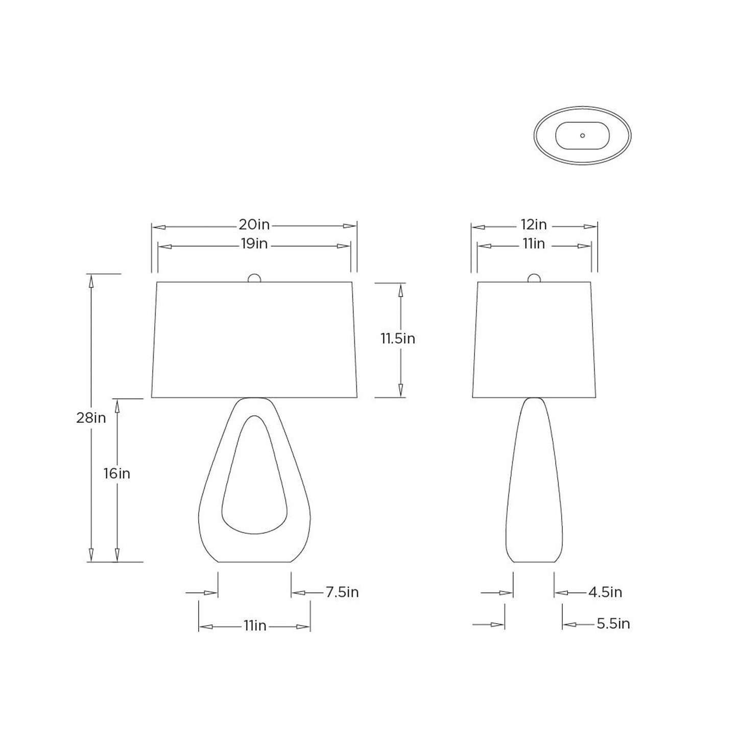 Nathan Table Lamp - line drawing.