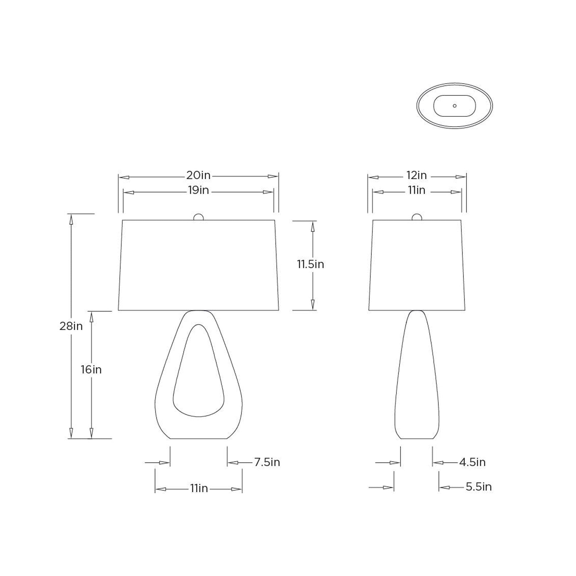 Nathan Table Lamp - line drawing.