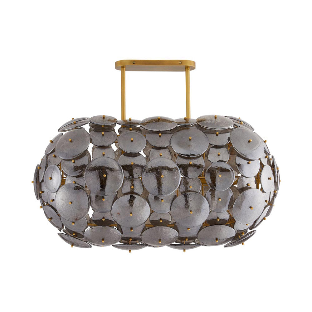 Nebula Brass and Glass 8-Light Oval Chandelier