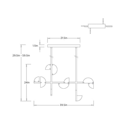 Nova LED Chandelier - line drawing.