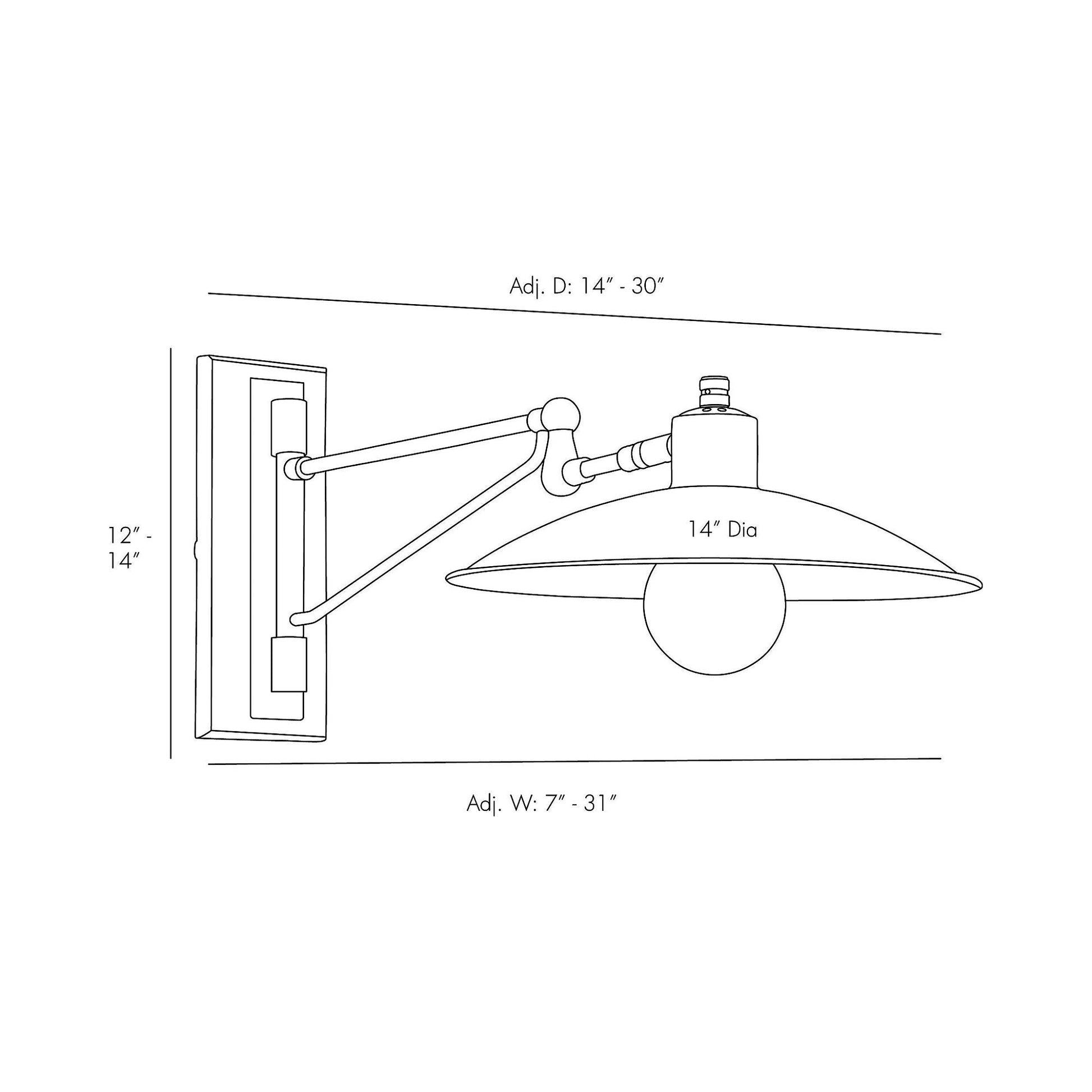 Nox Wall Light - line drawing.