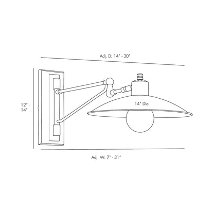 Nox Wall Light - line drawing.