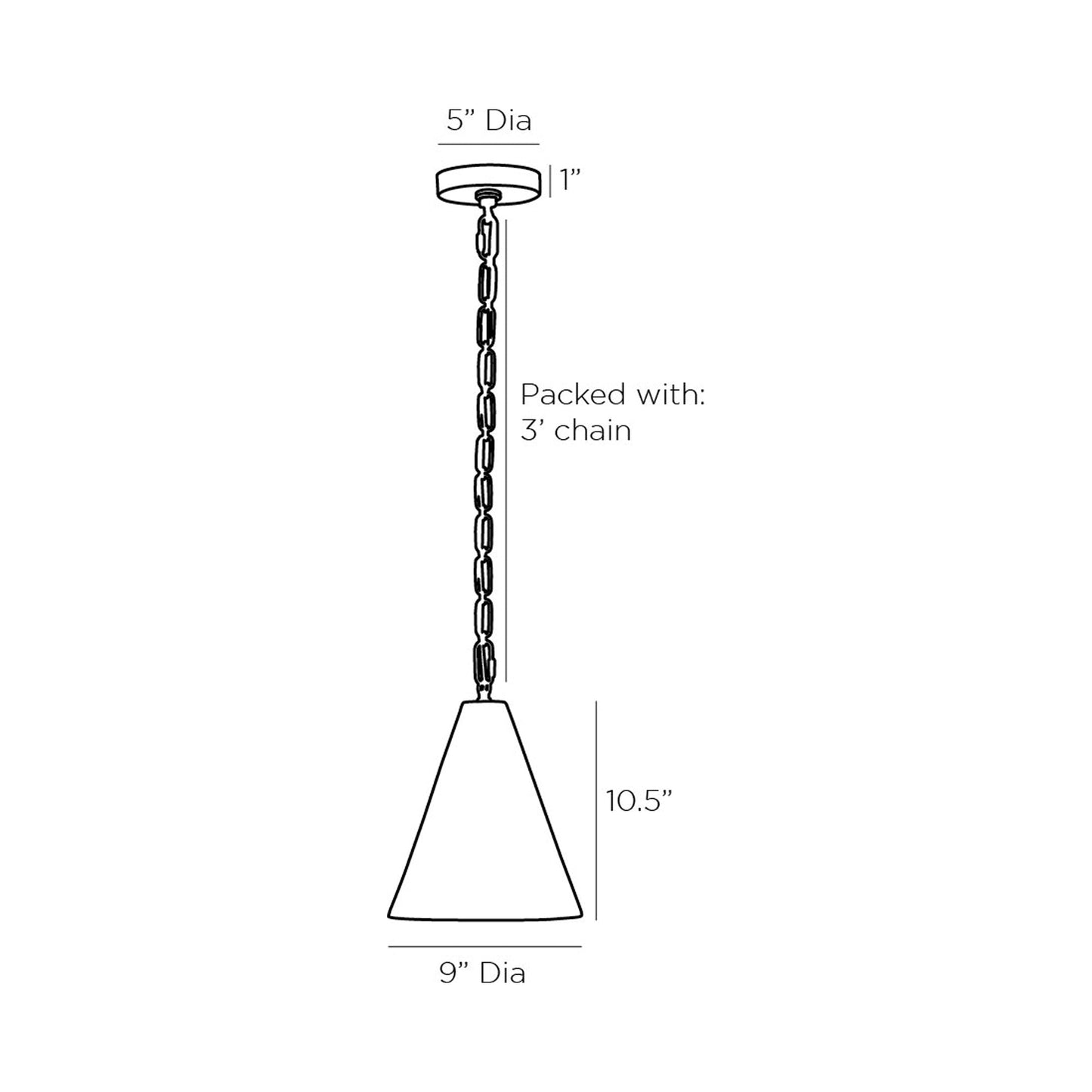 Oakland Pendant Light - line drawing.