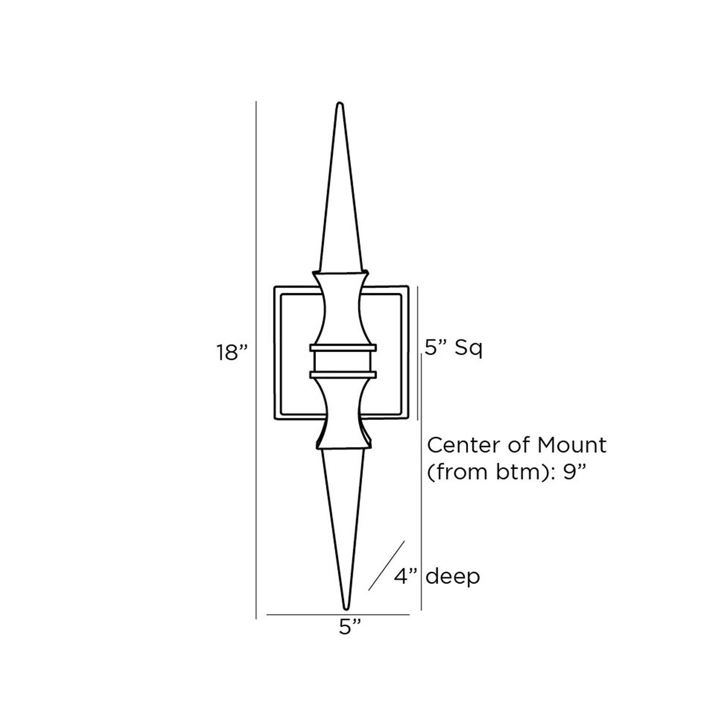 Piper LED Wall Light - line drawing.