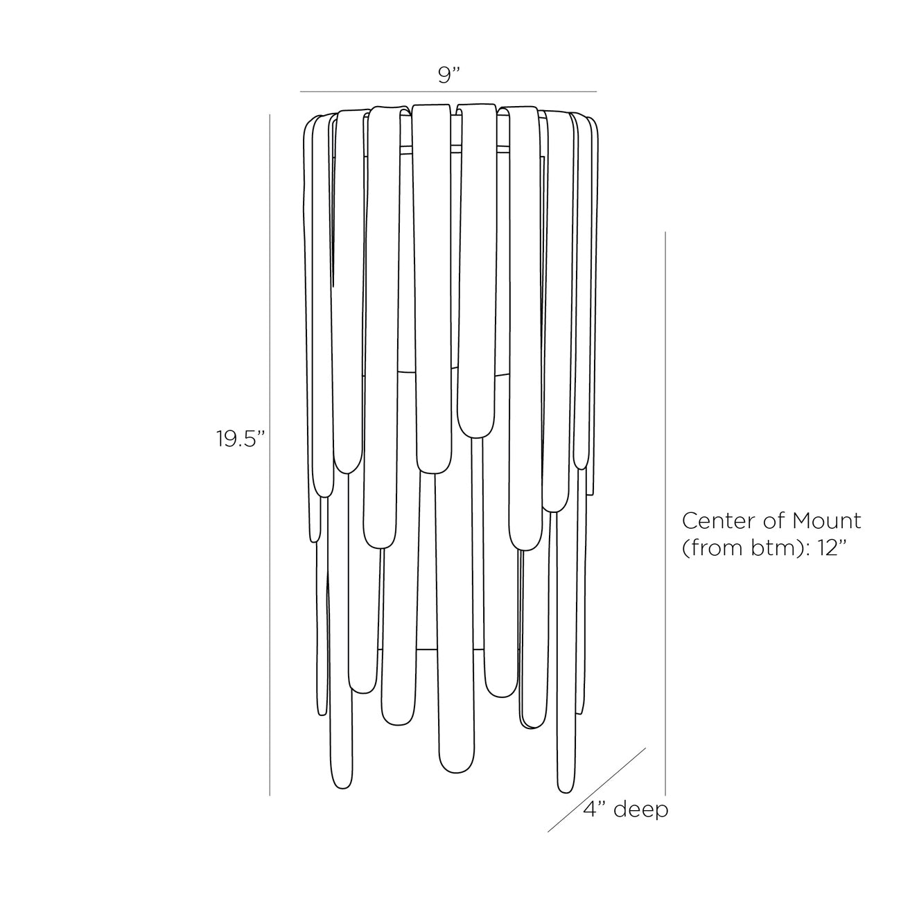 Raine Wall Light - line drawing.