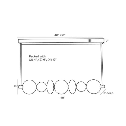Raphael LED Chandelier - line drawing.