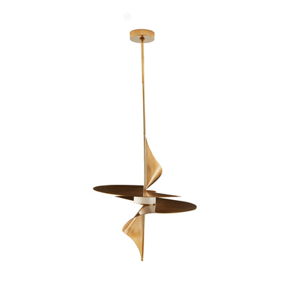 Renly LED Pendant Light in Pale Gold Leaf.