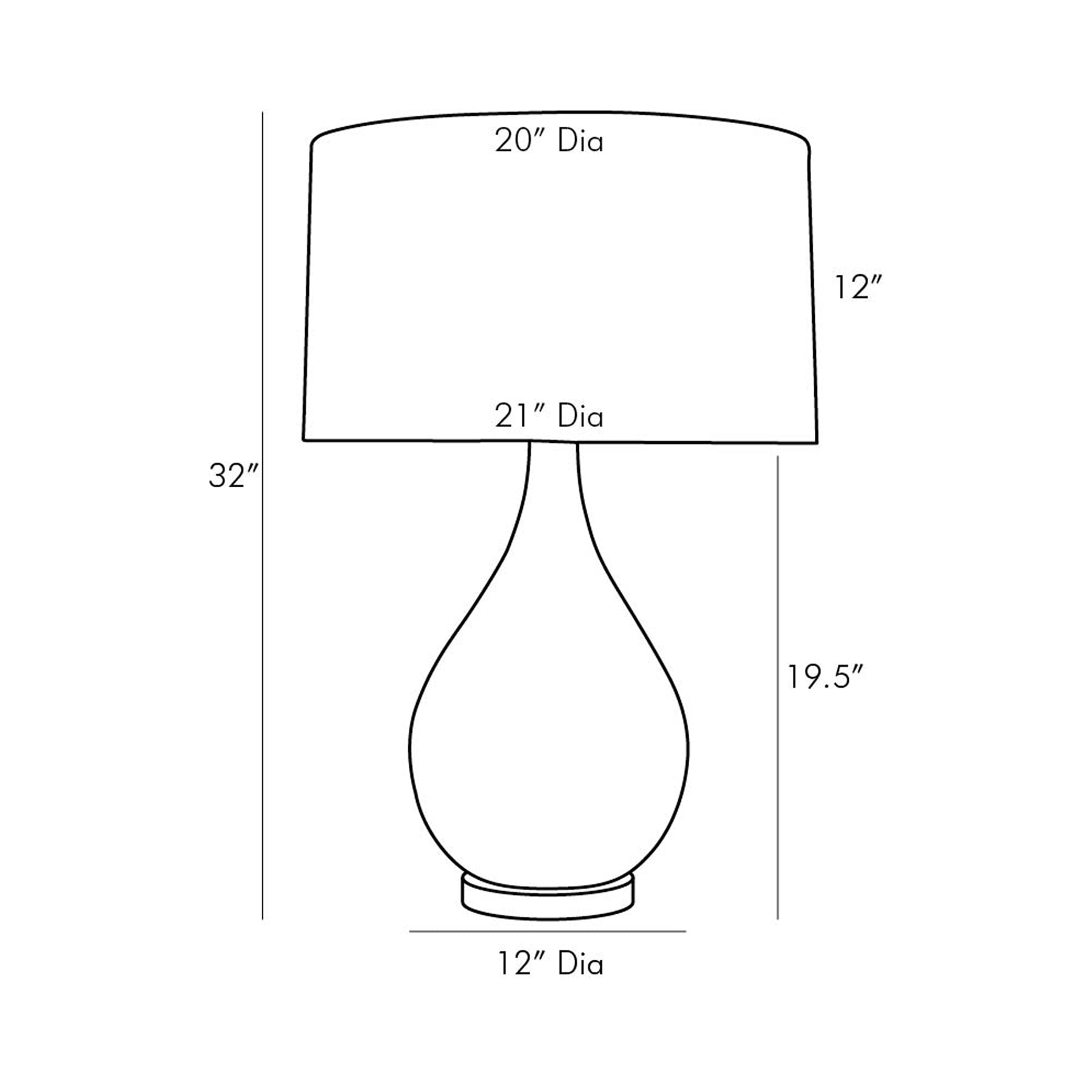 Romy Table Lamp - line drawing.