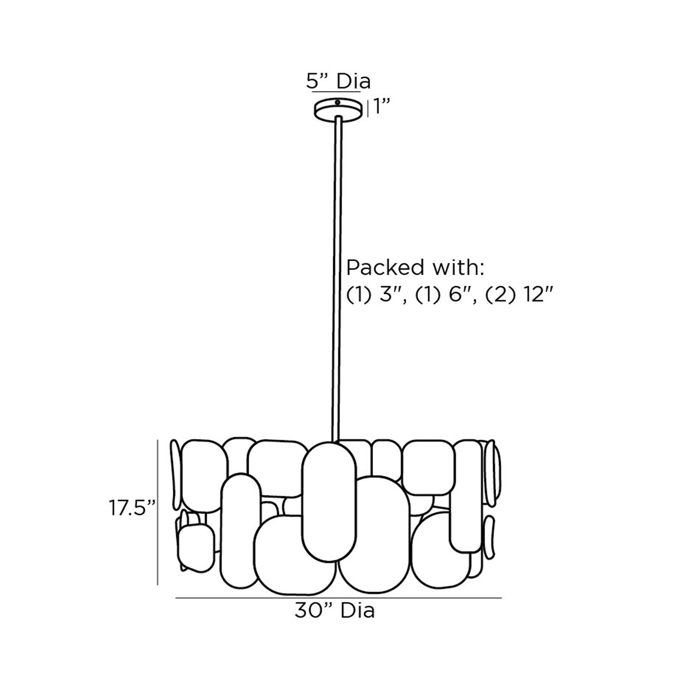 Ronaldo Chandelier - line drawing.