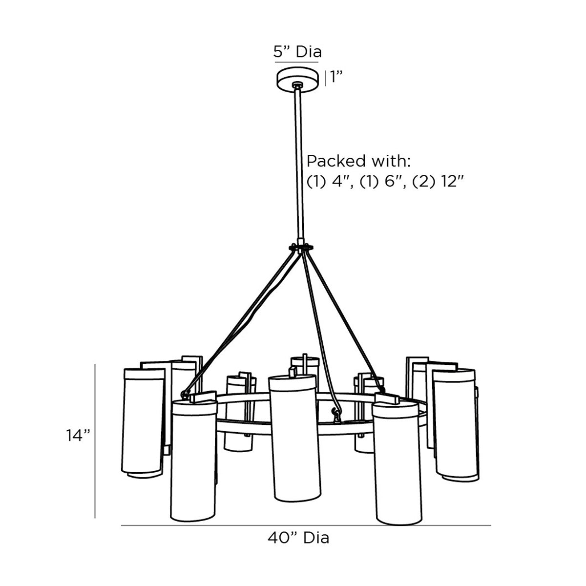 Ryder Chandelier - line drawing.