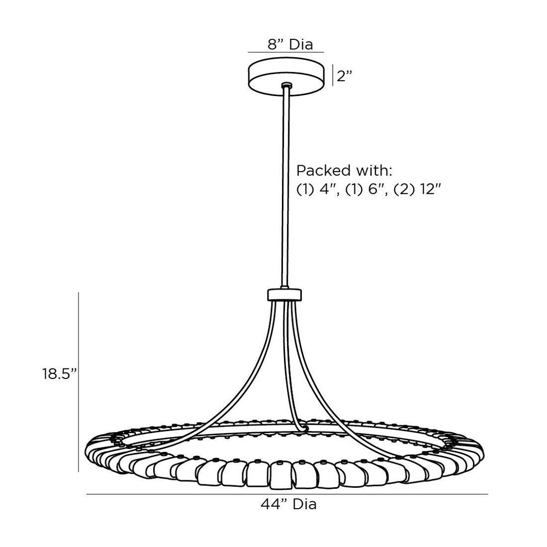 Santorini LED Chandelier - line drawing.