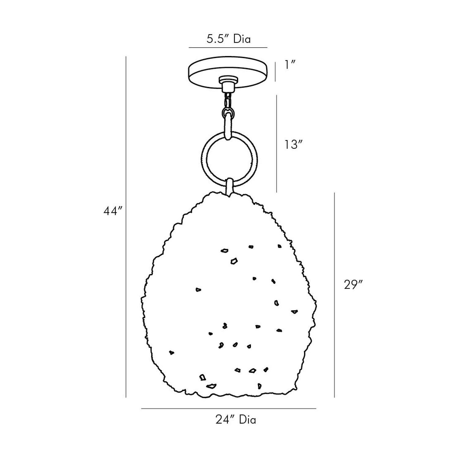 Saxon Pendant Light - line drawing.