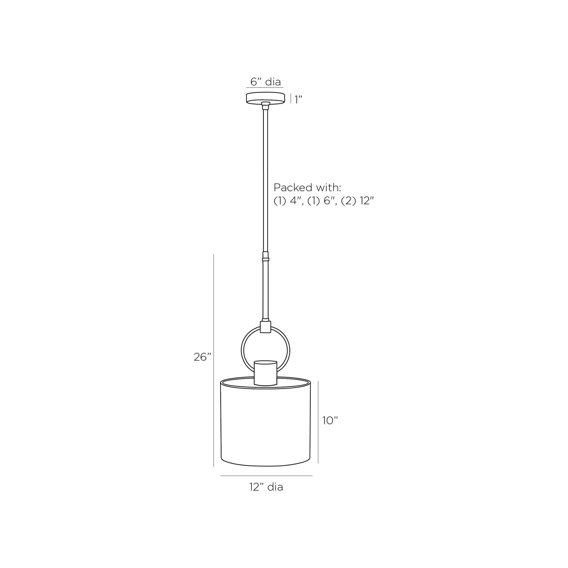 Tarlow Pendant Light - line drawing.