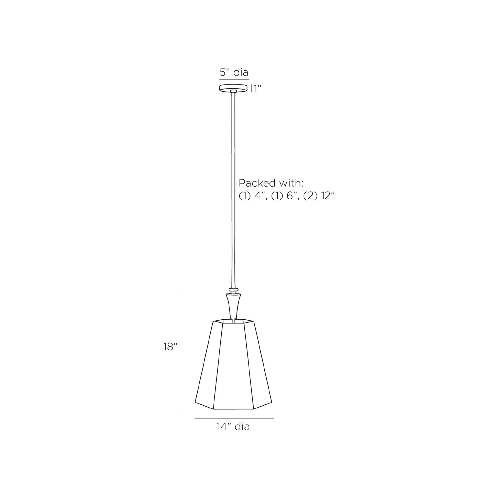 Teagan Pendant Light - line drawing.