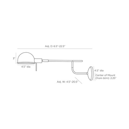 Tempe Wall Light - line drawing.